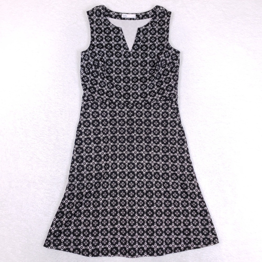 Croft & Barrow Dress Womens XS A Line Sleeveless Geometric Black Casual Modest